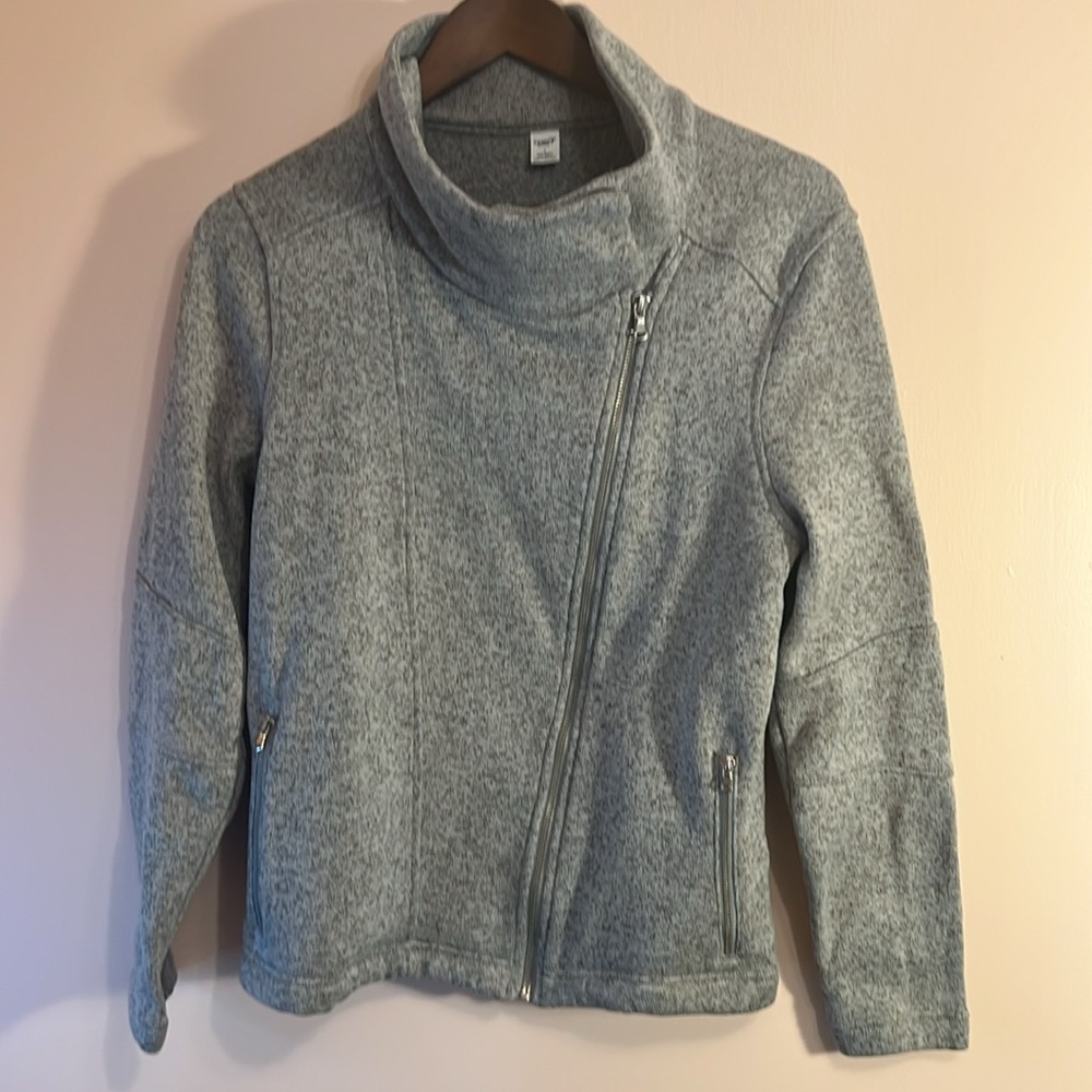 Old Navy NWOT Active Asymmetrical Heather Grey Knit Jacket sz large